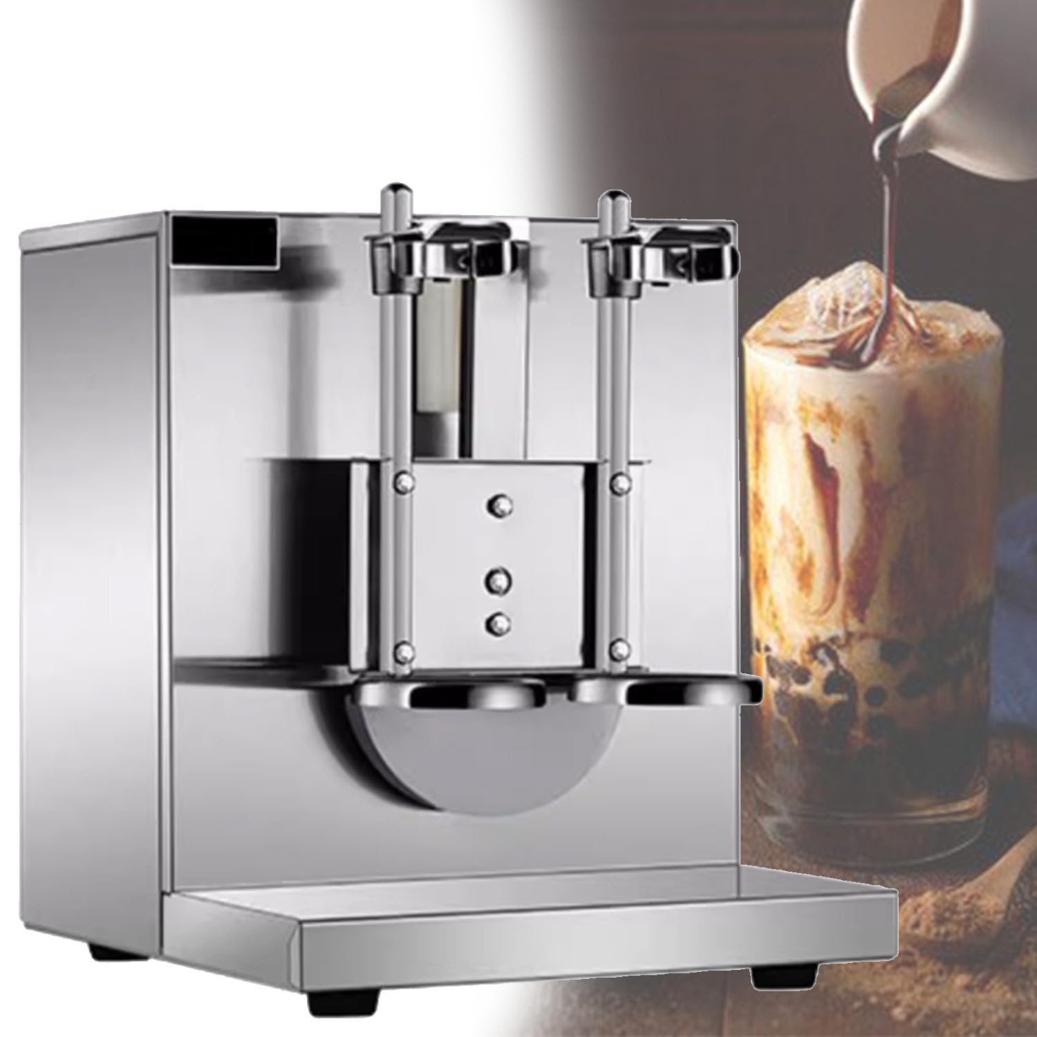 Automatyczna maszyna do shake;ów z mlekiem i herbatą, elektryczny shaker z podwójną ramą o mocy 120 W, do mieszania koktajli, soku, kawy, mleka i wina w 360°, sprzęt