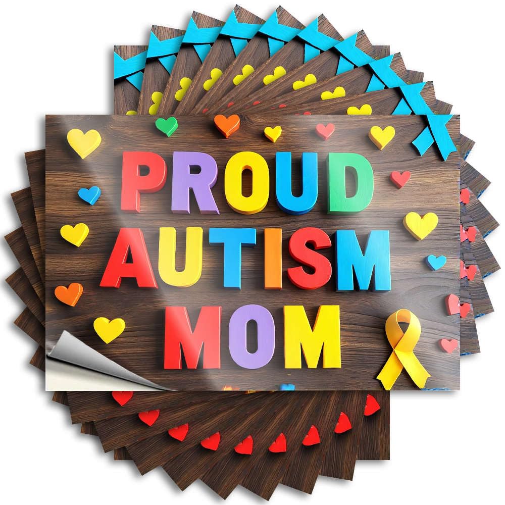 Lettering Sticker Bumper Western Bathroom Proud Autism Mom Ribbon for Boys - Necessities Easy Peel Removable(12X18CM)