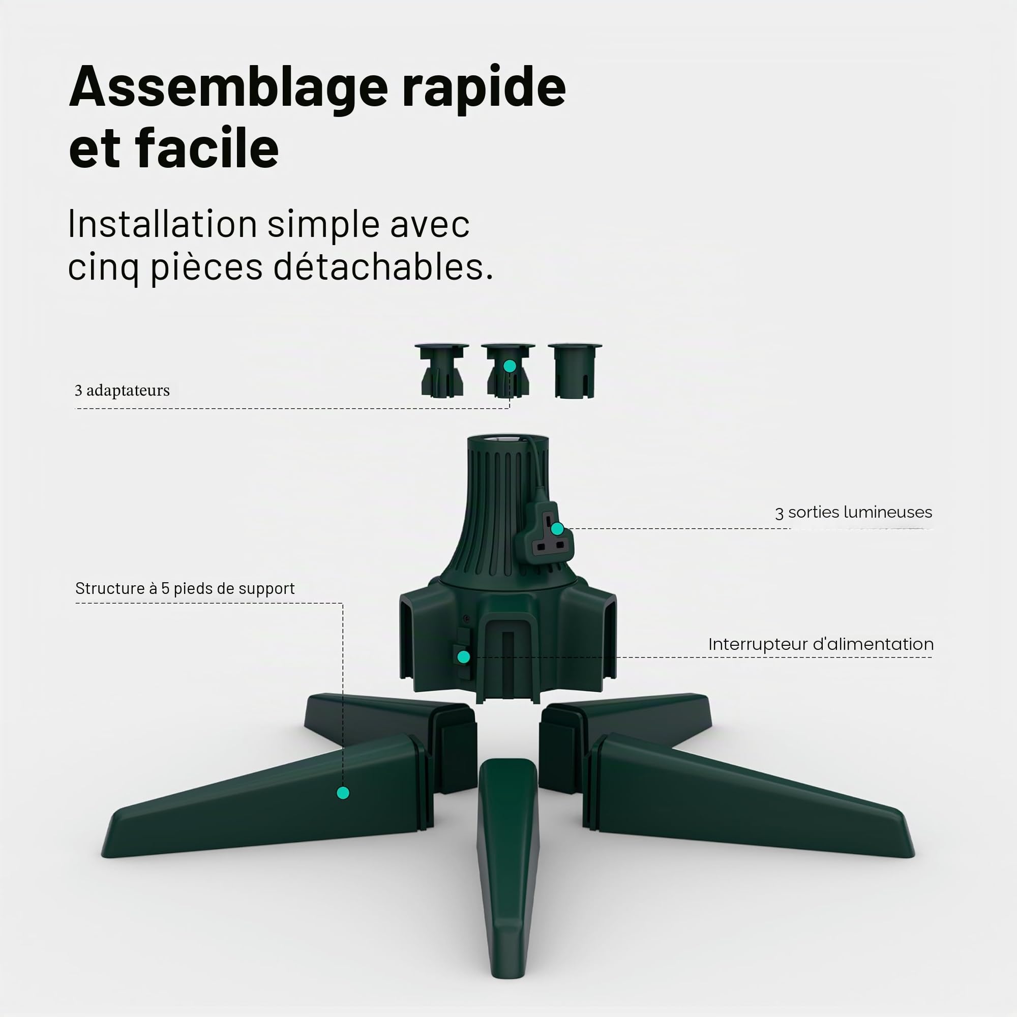 Support de sapin de Noël artificiel rotatif à 360°, support rotatif réglable pour sapin de Noël artificiel rotatif pour décoration de maison, festival, jusqu'à 2,4 m et 35 kg