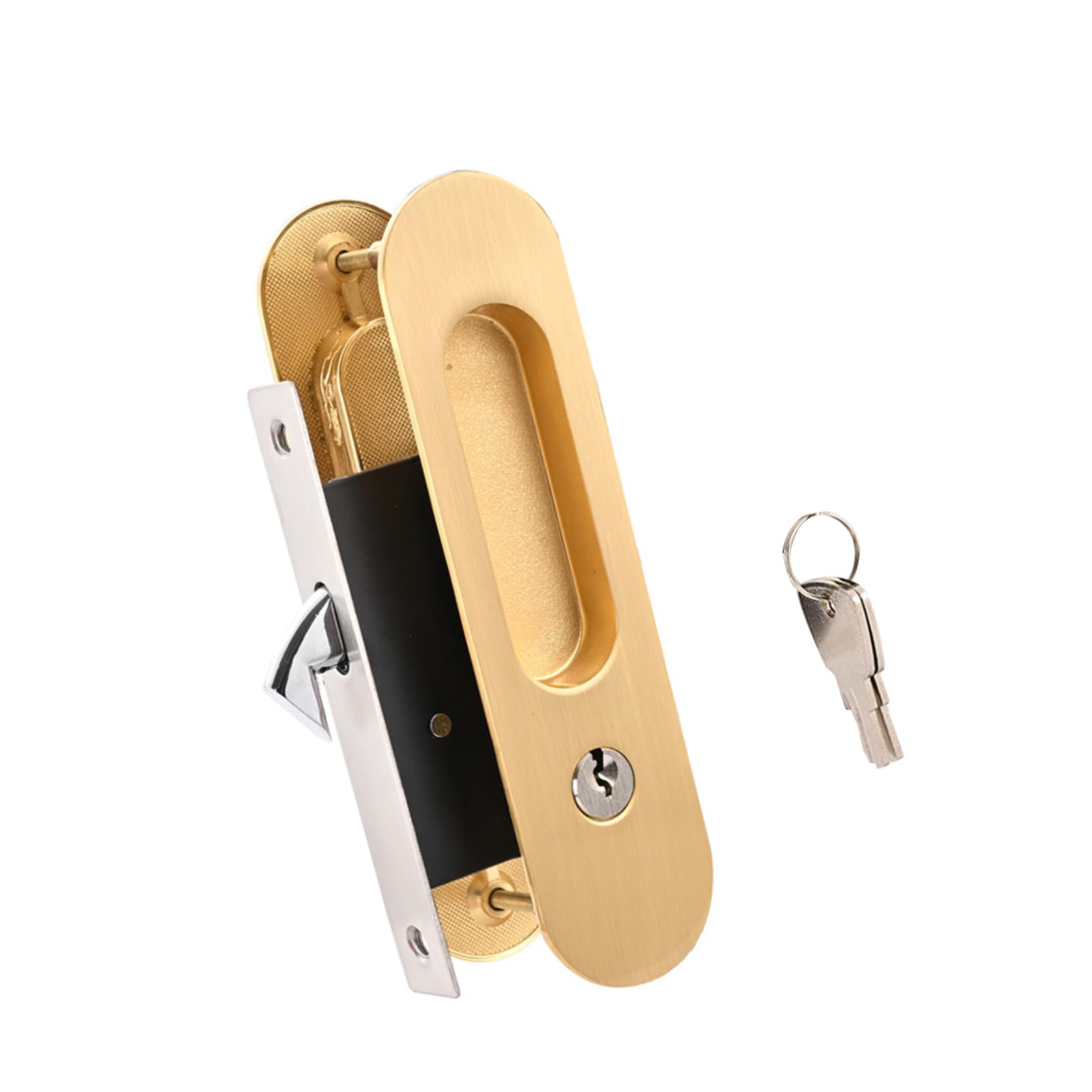Tsophreniq Duty Rust-Resistant Zinc Alloys Barn Door Bolt Ergonomic Handle Secure Keyed Entry for Home Privacy Concealed Barn Door