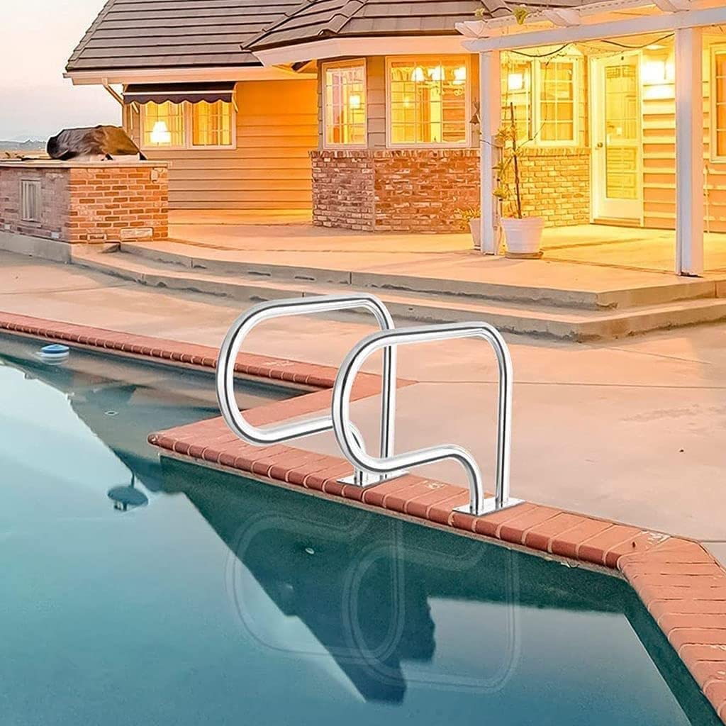 Barandilla de Acero Inoxidable 304 para Piscinas - Barandilla de fácil instalación para Piscinas enterradas - Barandilla de Seguridad Duradera para Mayor Soporte y Estabilidad en el Borde de
