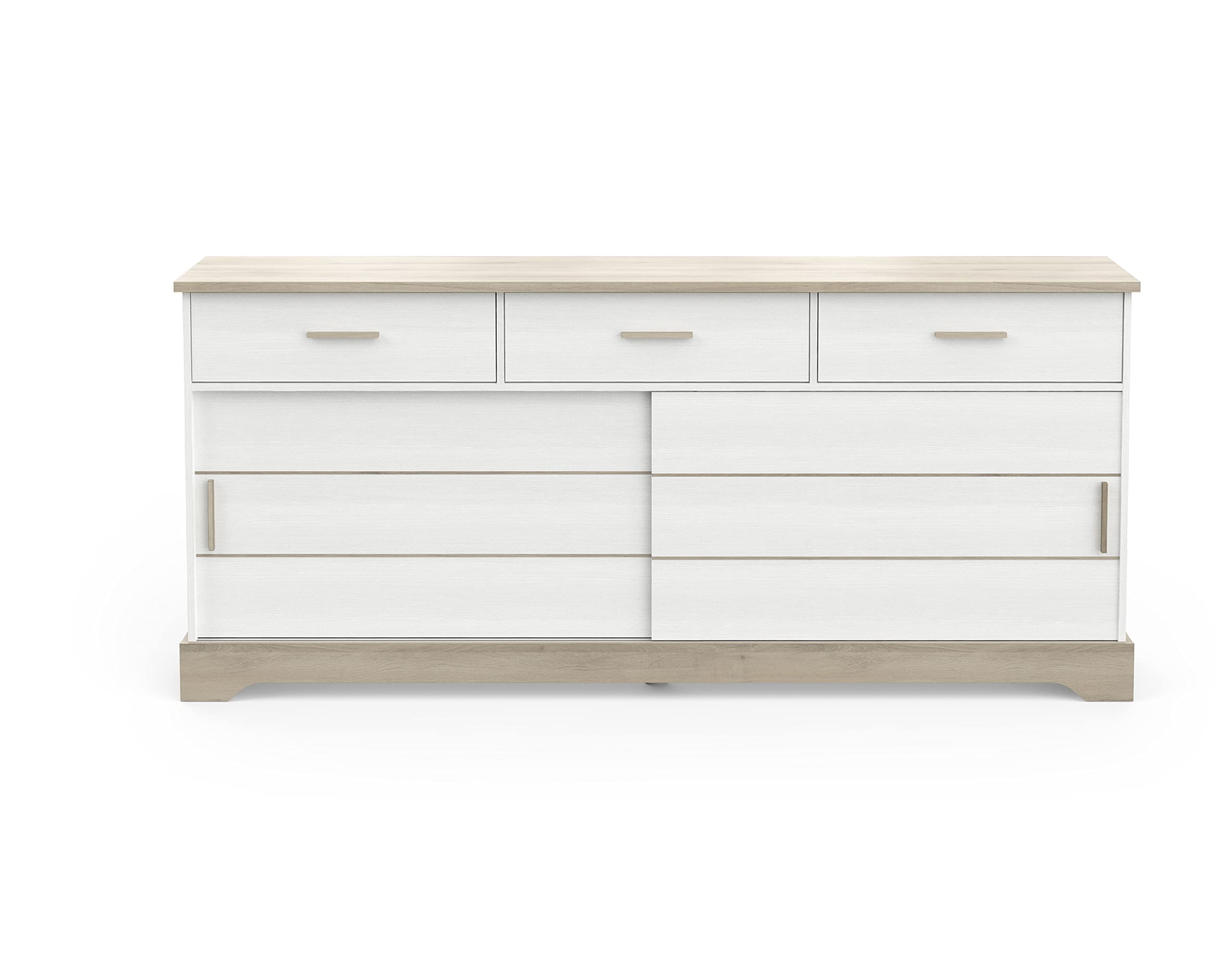 PEGANE Enfilade de 2 Portes coulissantes Coloris chêne kronberg/Blanc - Longueur 200 x Profondeur 45 x Hauteur 89,3 cm