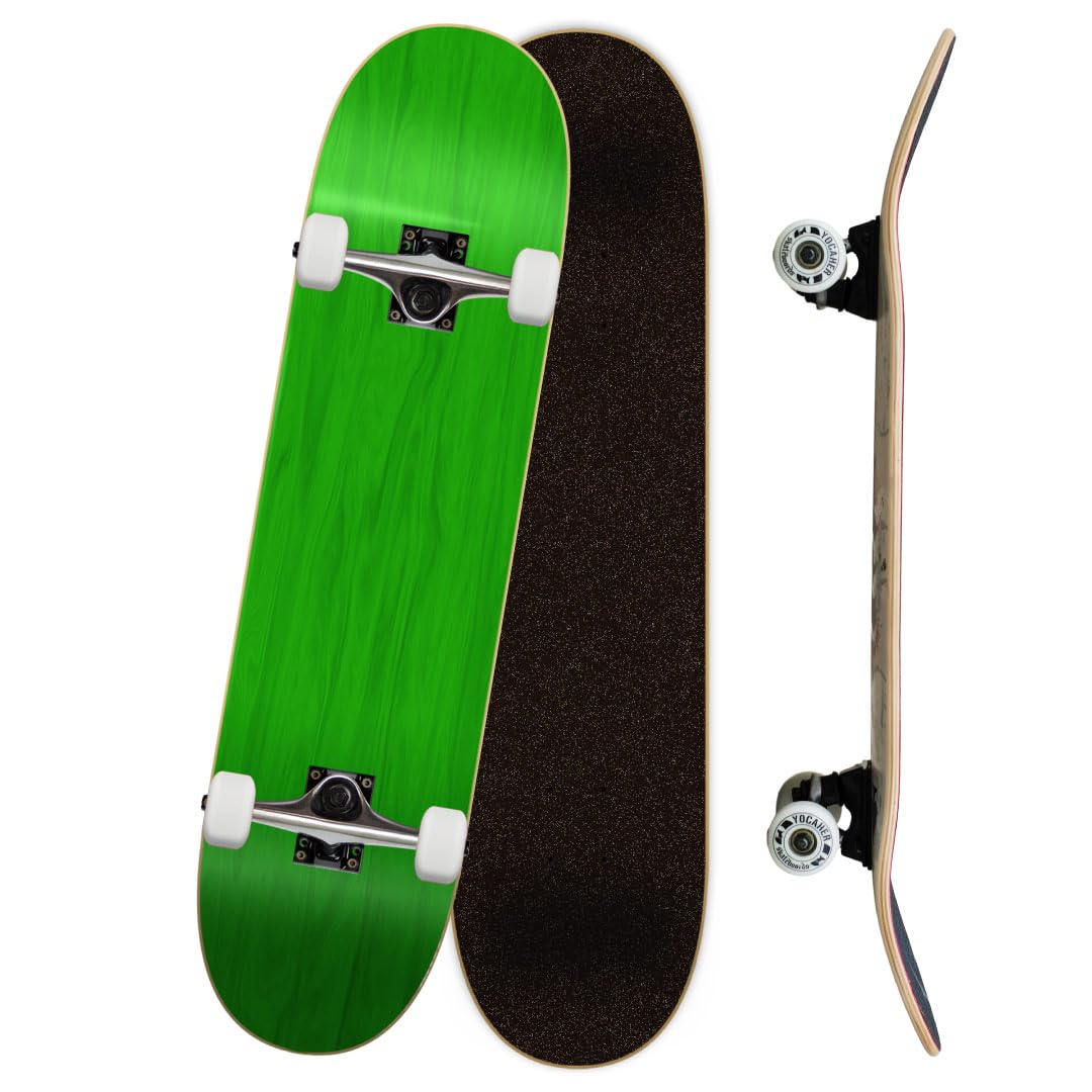 Yocaher Pro Skateboards Blank, Checker, Camo Professional Complete Skateboard 7.75" w/ 7Ply Maple Deck, Aluminum Alloy Truck, ABEC-9 Bearing, 54mm Skateboard Wheels, Concave Cruiser Trick Skateboard