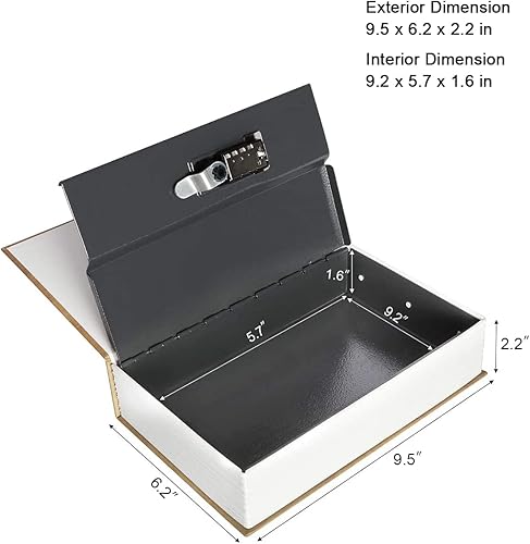 Vista 14 de Caja fuerte para libros con cerradura de combinación, almacenamiento secreto oculto Lovndi para joyas en efectivo, lira