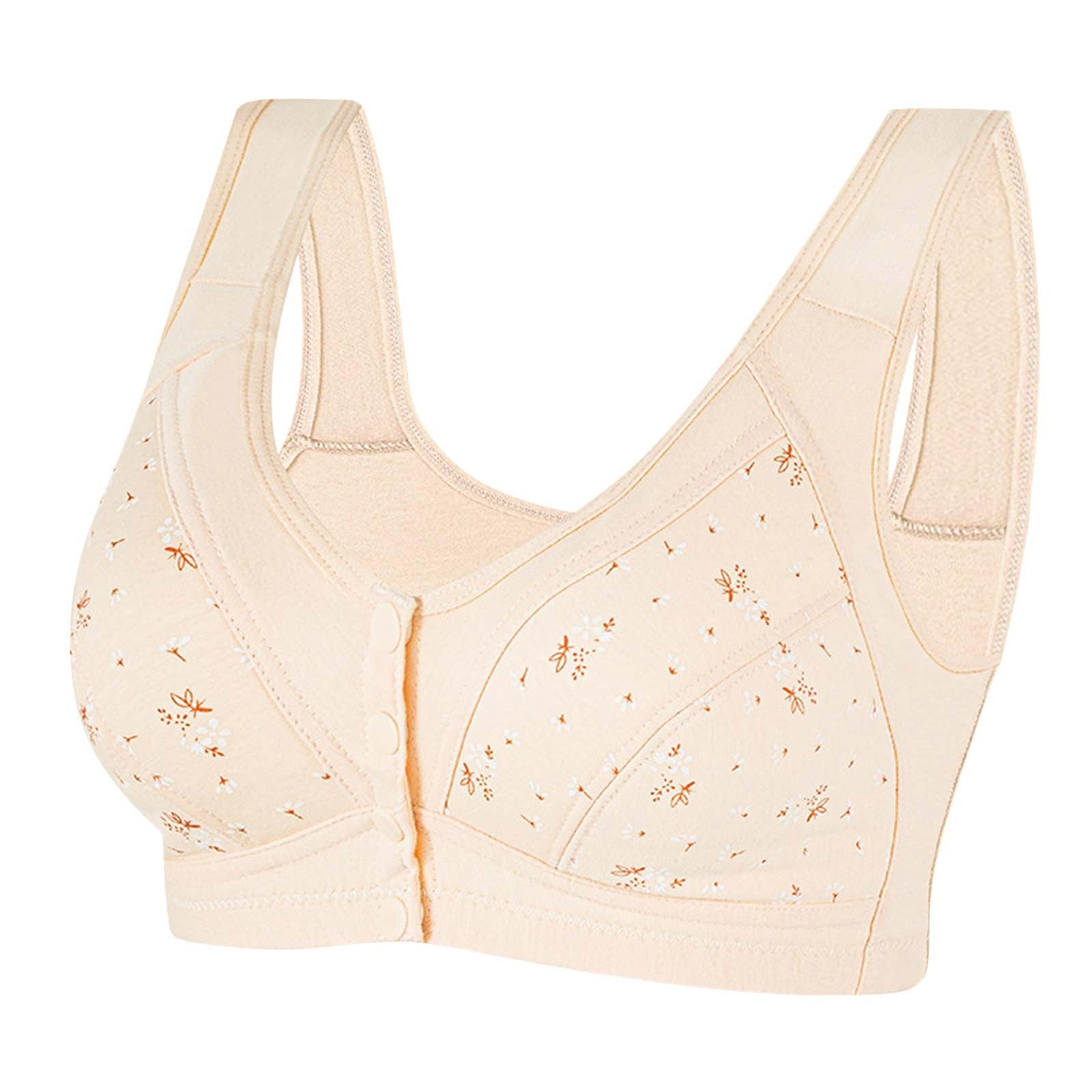 Daisy Bras for Older Women Plus Size Front Closure Wireless Bra No Underwire Push up Bra Seamless Full
