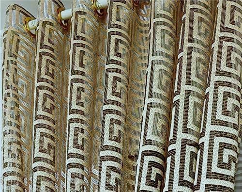 MYRU 1 Pair 68 Inch Length Curtains Black and Gold Sheer Curtains for Living Room Jacquard Luxury Tulle Curtains (Gold, 2 x 54x68 Inch) — image 1