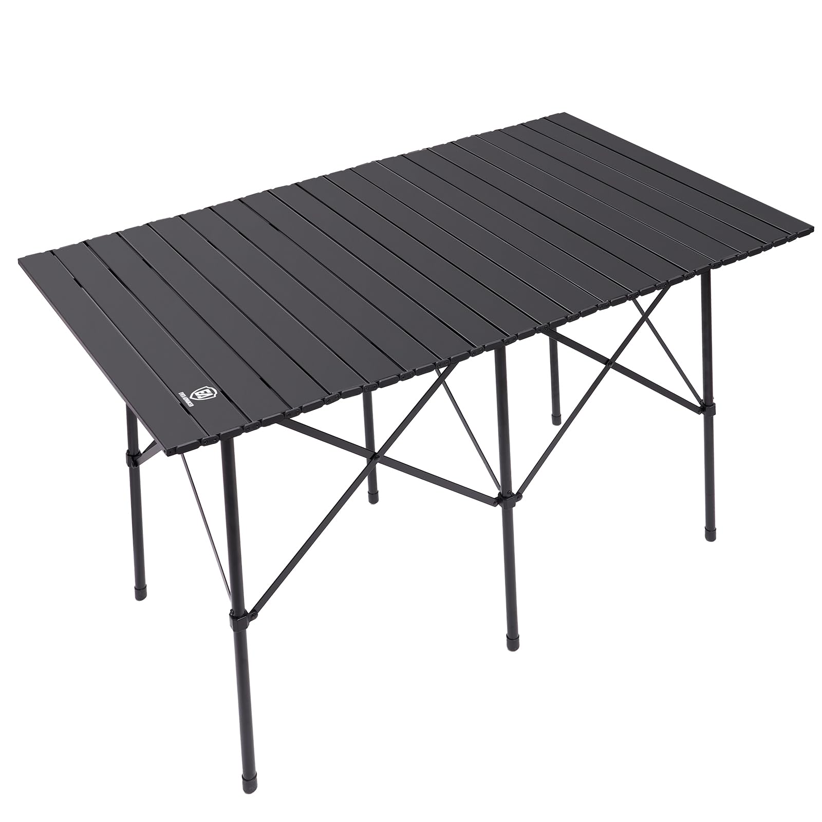 EVER ADVANCED Camping Table, Fold up Lightweight, 4-6 Person Portable Roll up Aluminum Table with Carry Bag for Outdoor, Support Up to 110LBS, Black