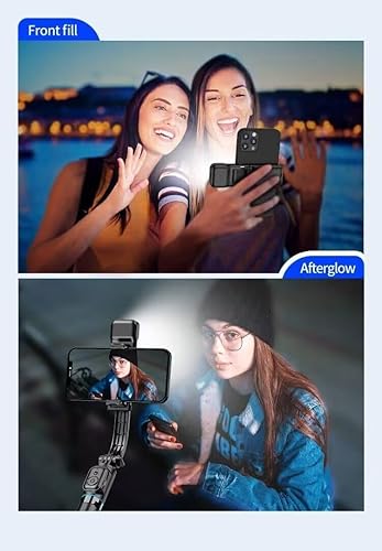 Miniatura 4 de MQOUNY Trípode para selfie para teléfono celular de 42 pulgadas, trípode desmontable para teléfono e con control remoto inalámbrico, luz de video de