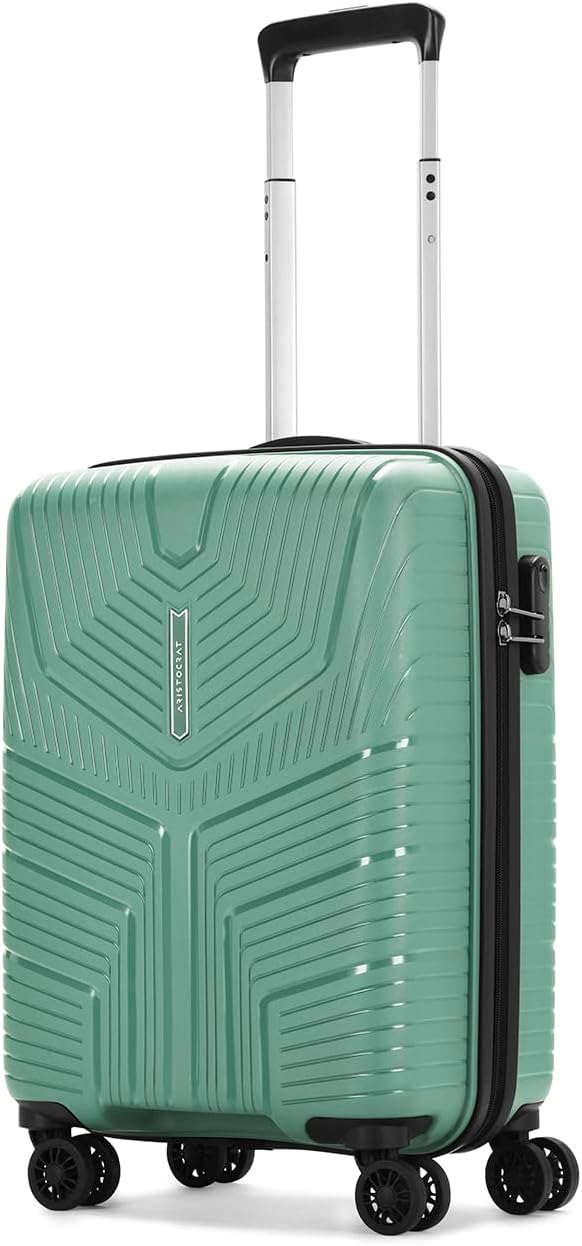 Cabin Polypropylene (Pp) Prime 55 Cm(Small) Check-in Check-in 8 Wheels Spinner Trolley Bags for Travel Hard Case Luggage, Lightweight Bag & Combination Lock with 3 Years Warranty (Green)