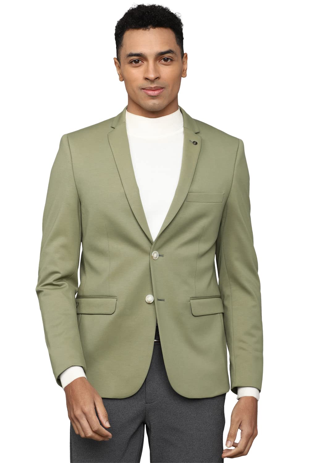 Men's Olive Slim Fit Single Breasted Blazer