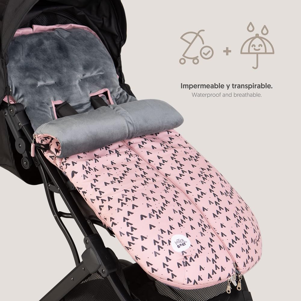 Interbaby Chanceliere Bebe Poussette Couverture Poussette Bebe Hiver, Doux | Sac de Couchage Poussette Bebe Détachable, Double Ouverture, Lavage Facile, Matériaux Antiallergiques, Montan Rose