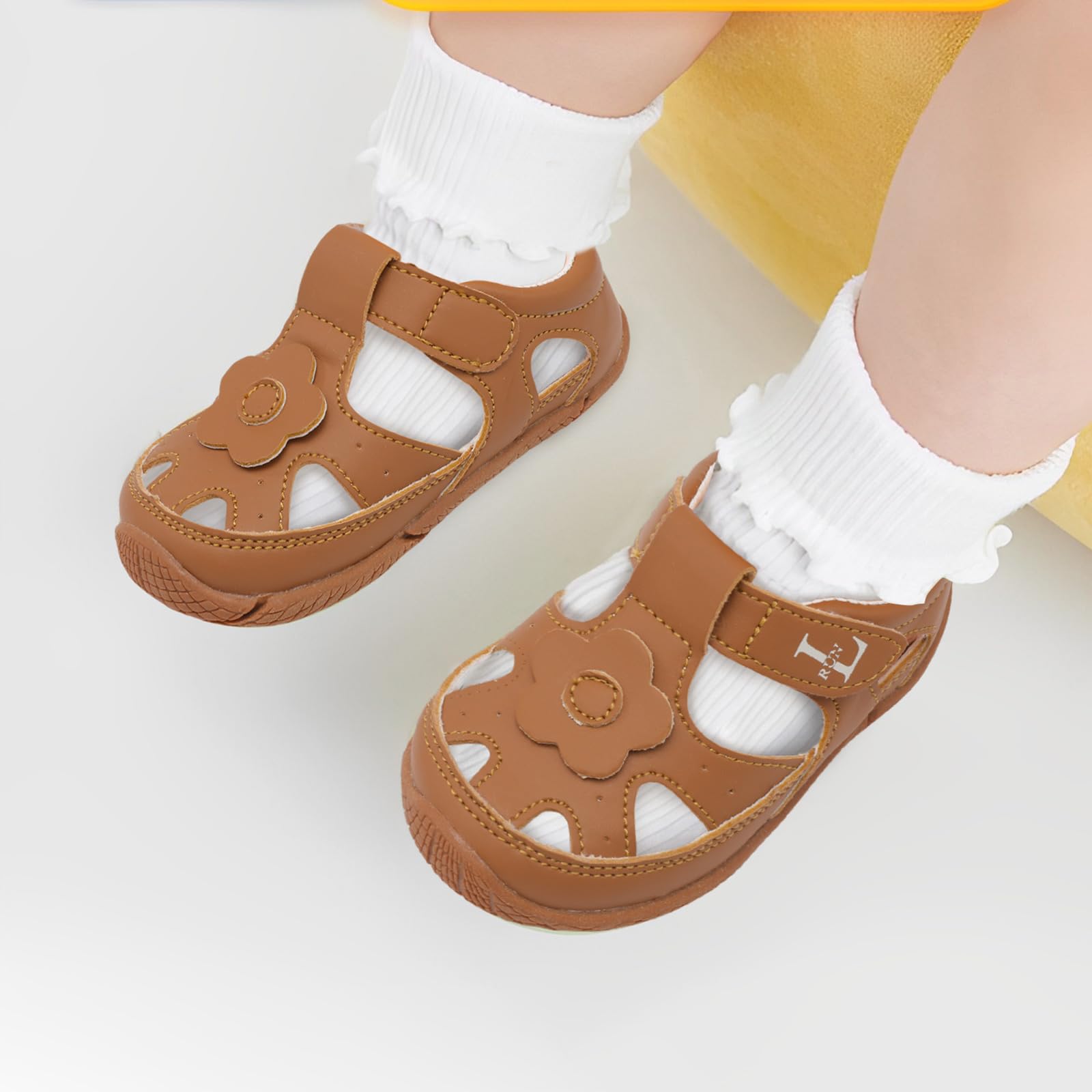 Toddler Girl Shoes Little Girl Dress Shoes Mary Jane Princess Shoes Infant Non-Slip Girls Sandals Brown 7-7.5 Toddler