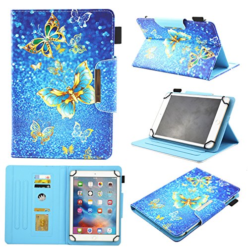 Universal Case for 9.5-10.5 inch Tablet, Chgdss Cute Cartoon Flip Leather Case, Multi-Angle with Stand Feature,Multi Card Slots, for All 9.5-10.5 inch iPad Android Windows Tablet,Butterfly