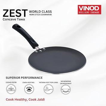 Vinod Cookware Vinod Zest Non- Stick Induction Friendly Concave Tawa 26.5Cm