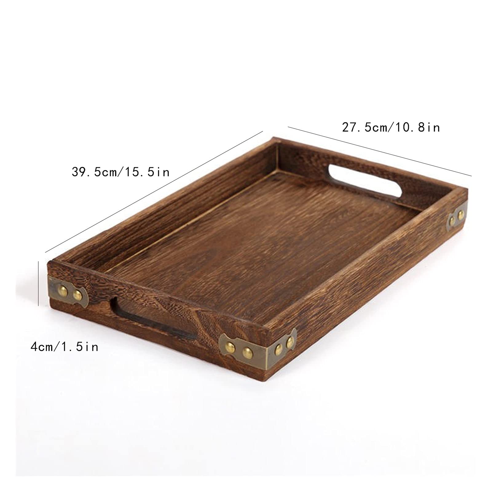 Bandeja Bandeja de servir y plato, placa de senderos de madera rectangular con bandeja de bocadillos de mango, bandeja de desayuno, decoración de granja con estilo Sirviendo platos Bandejas para Servi