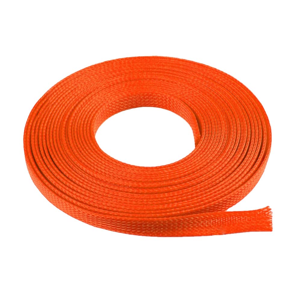 10mm Guaina PET Cavo Intrecciata Manicotto Espandibile Fili Elettrici Gestione Cavi Flessibile Ordinato Protettivo Tubo Isolante Arancia 10 Metri