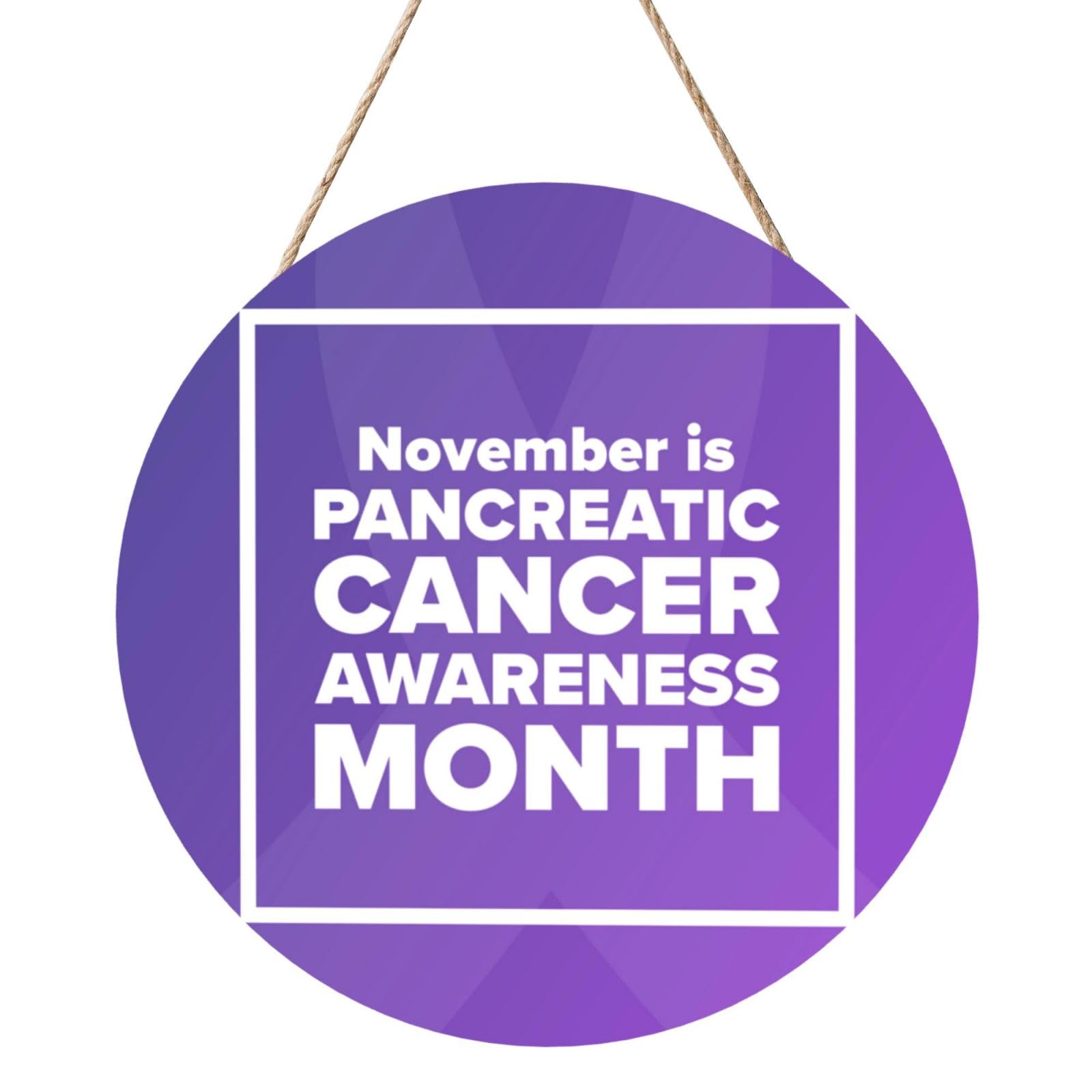 I Wear Purple For Pancreatic Cancer Awareness Door Signs Plaques Wood Welcome Sign For Front Door Wall Hanging For Home Farmhouse Office Classroom Party Decoration