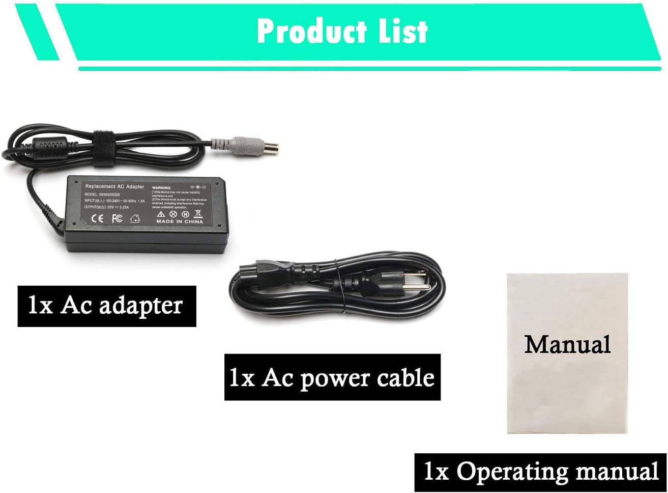ROLADA 65W 20V 3.25A Power Supply for Lenovo Thinkpad X230 E545 T530 T420 T420s T500 T520 X140e; B590 L430 R400 R500 R61 R61i SL500 SL510 T430u; Edge 15 E430 E520 E530 E535 Laptop Charger Power Cord