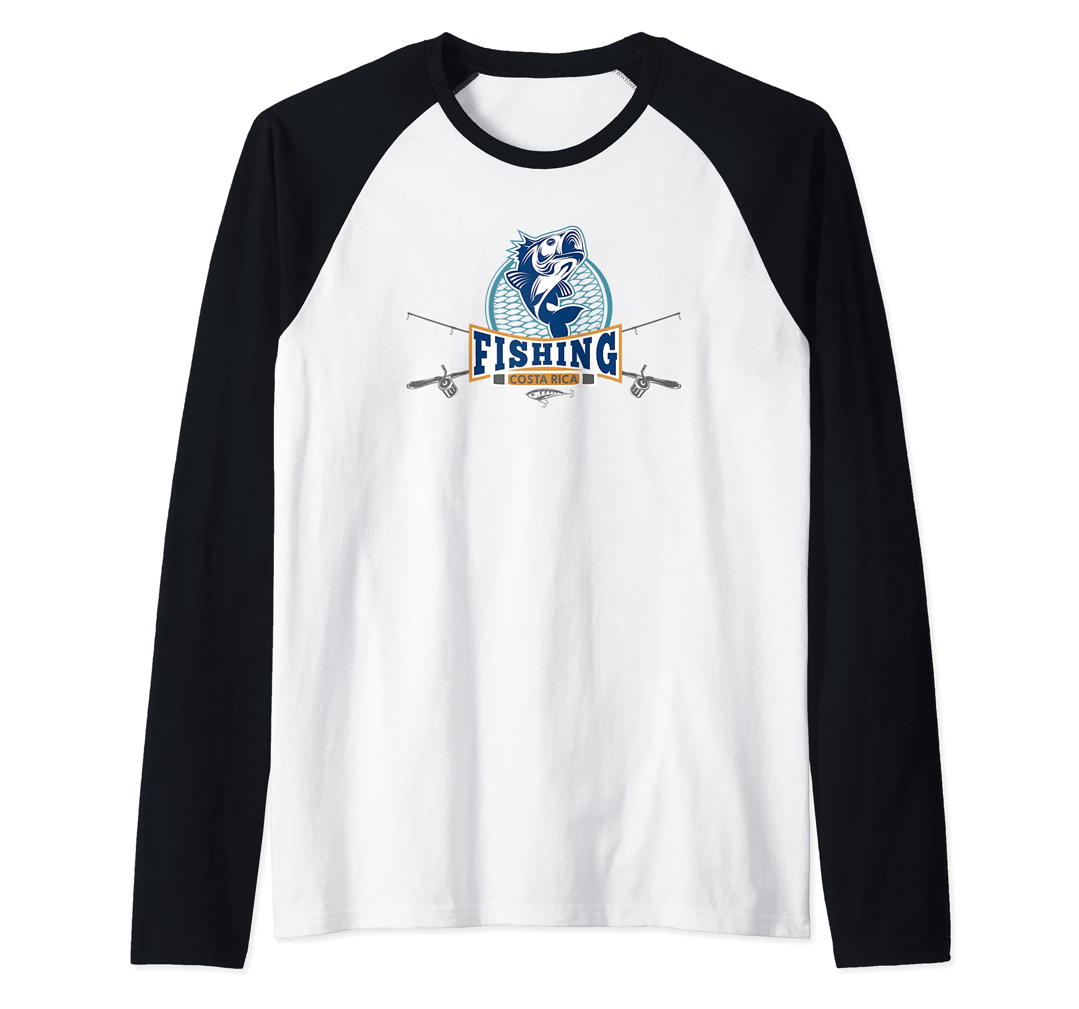 Fishing Costa Rica Raglan Baseball Tee, Black