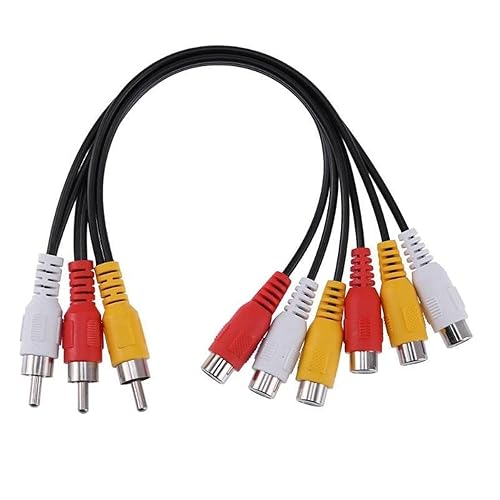 3RCA AV Audio Video Splitter Cable 1 en 2 Salida 3 Macho 6 Hembra 11.8 in Reproductor de DVD Consola de Juegos Proyector de TV Externa Monitor
