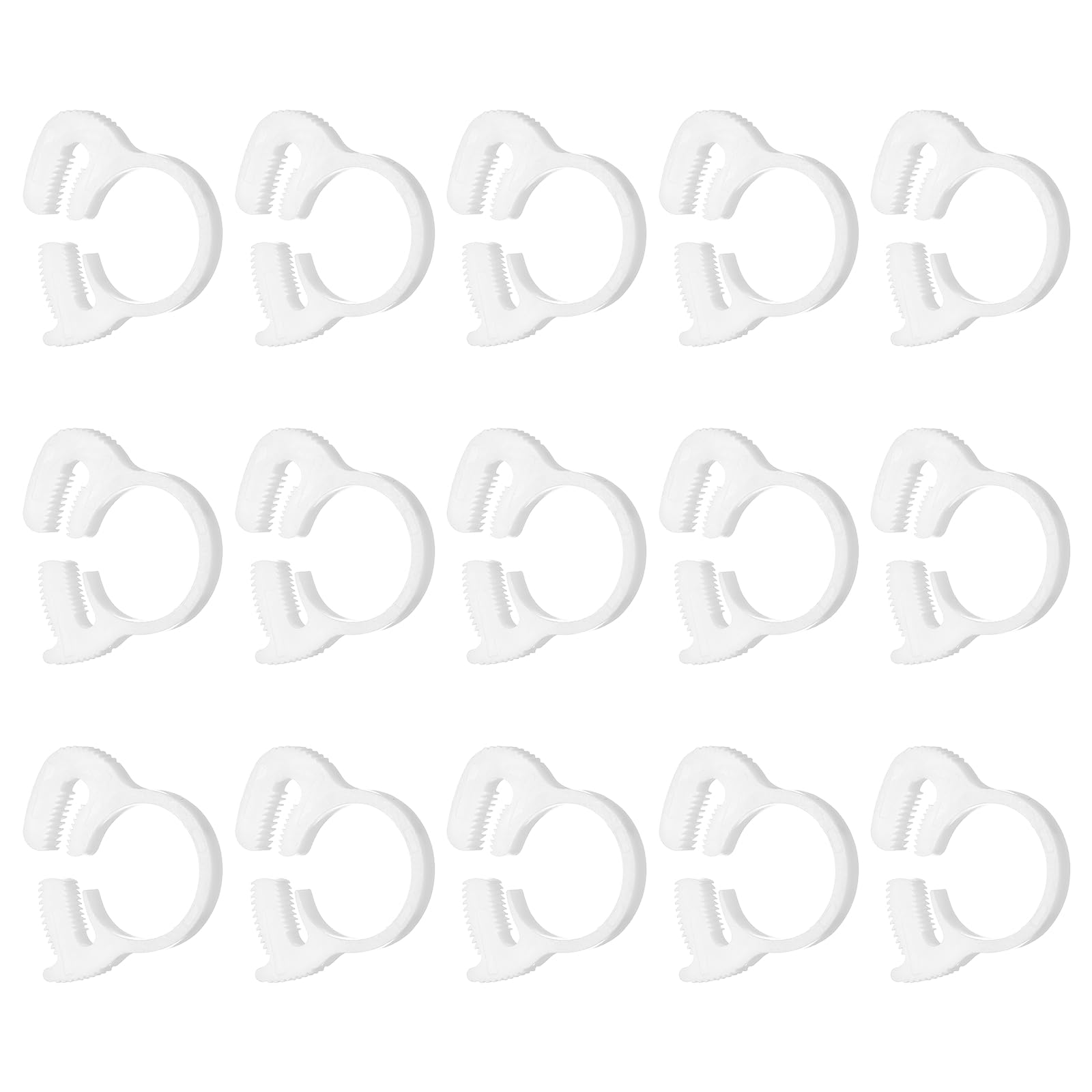 sourcing map 15pcs Double Snap Grip 16.3-18.1mm Heavy Duty Plastic Hose Clamps Ratcheting Adjustable Clamps Kit for Plumbing Automotive Fuel Line, White — image 1