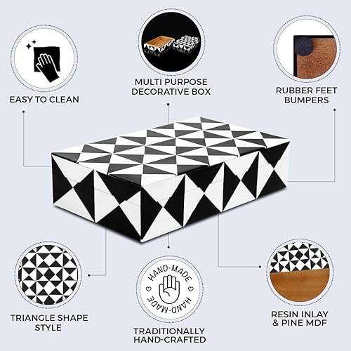 Miniatura 3 de Handicrafts Home Colección Triangle Art - Caja decorativa para almacenamiento, organizador multiusos para regalo, blanco y negro, 8 x 5 x 2 pulgadas