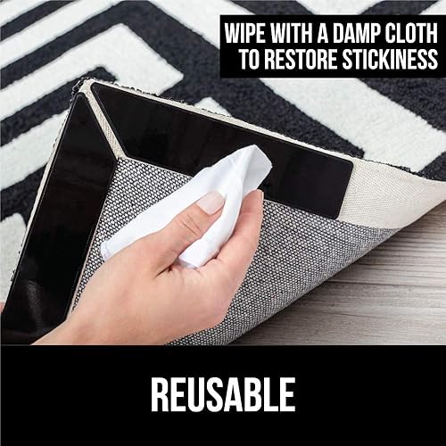 Miniatura 5 de Gorilla Grip Juego de 12 agarres para alfombras y almohadillas para alfombras, tamaño 2 x 3, ambos para suelos duros, paquete de 2 artículos