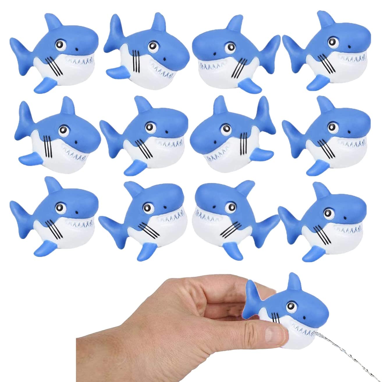 Cool Mini Water Squirting Rubber Sharks (2.25") Soft Rubber Bath Tub Fun Squirts, Pool and Beach Splash Water Game. (48)