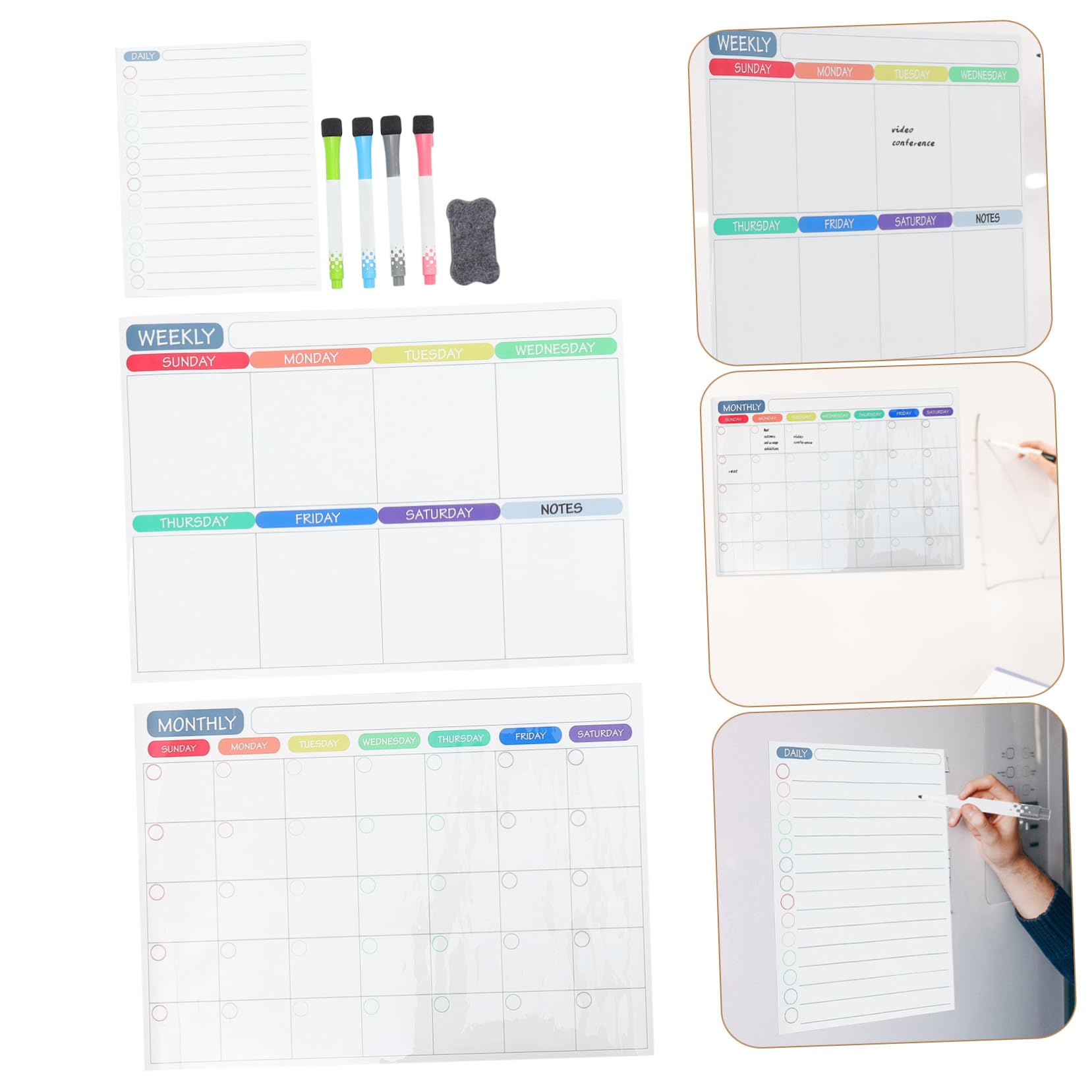 Tofficu Magnetische Tafel für Kalenderplanung Whiteboard mit Terminplaner und To-do-listen für Zuhause und Büro Haftend an Kühlschränken und Magnetischen Oberflächen