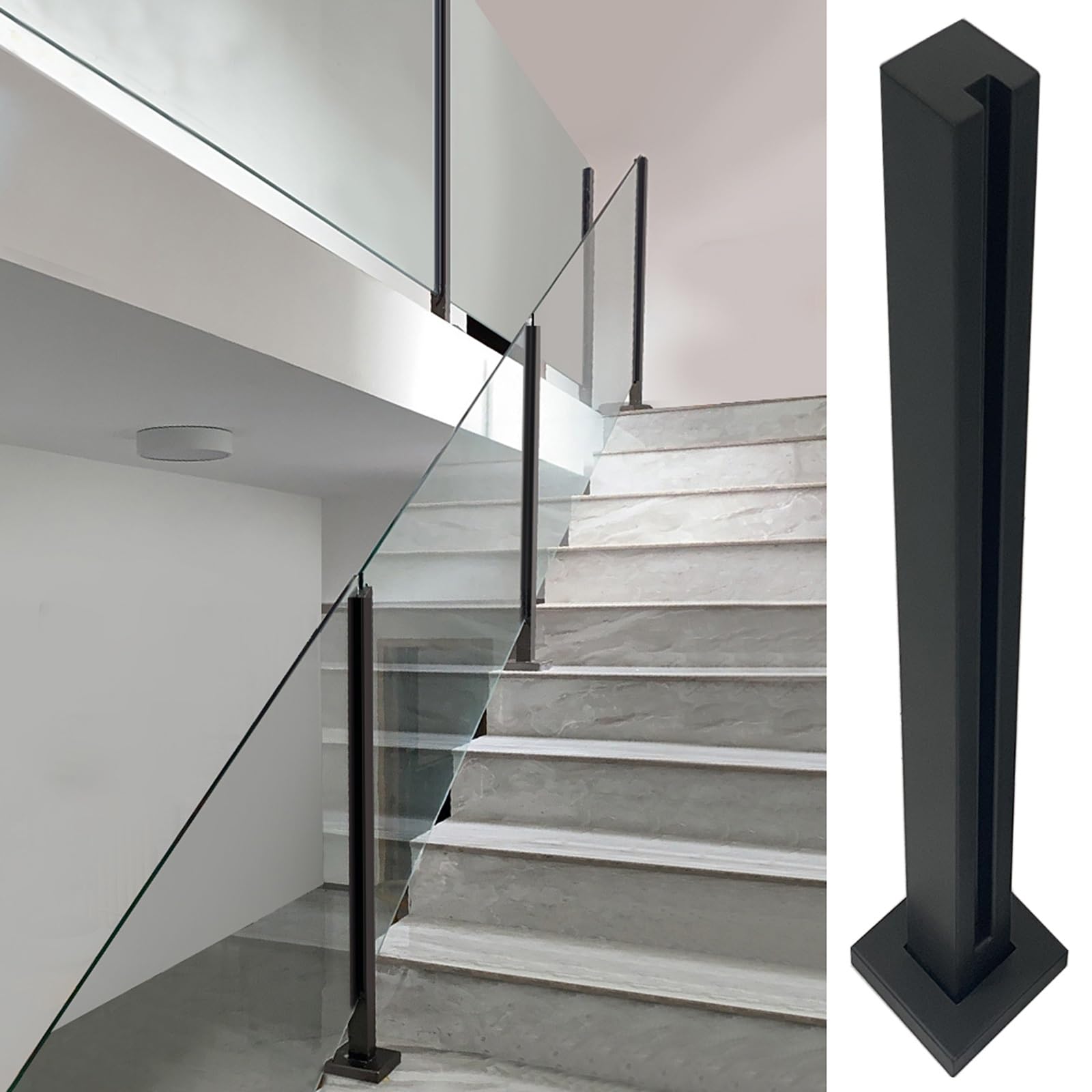 Czarne kwadratowe panele balustradowe balkonowe wsporniki hartowane s zacisk z rowkiem bez wstęgi stalowy słupek balustrady 60105 cm wysokości głęboki kolor kawy idealny do użytku na zewnątrz