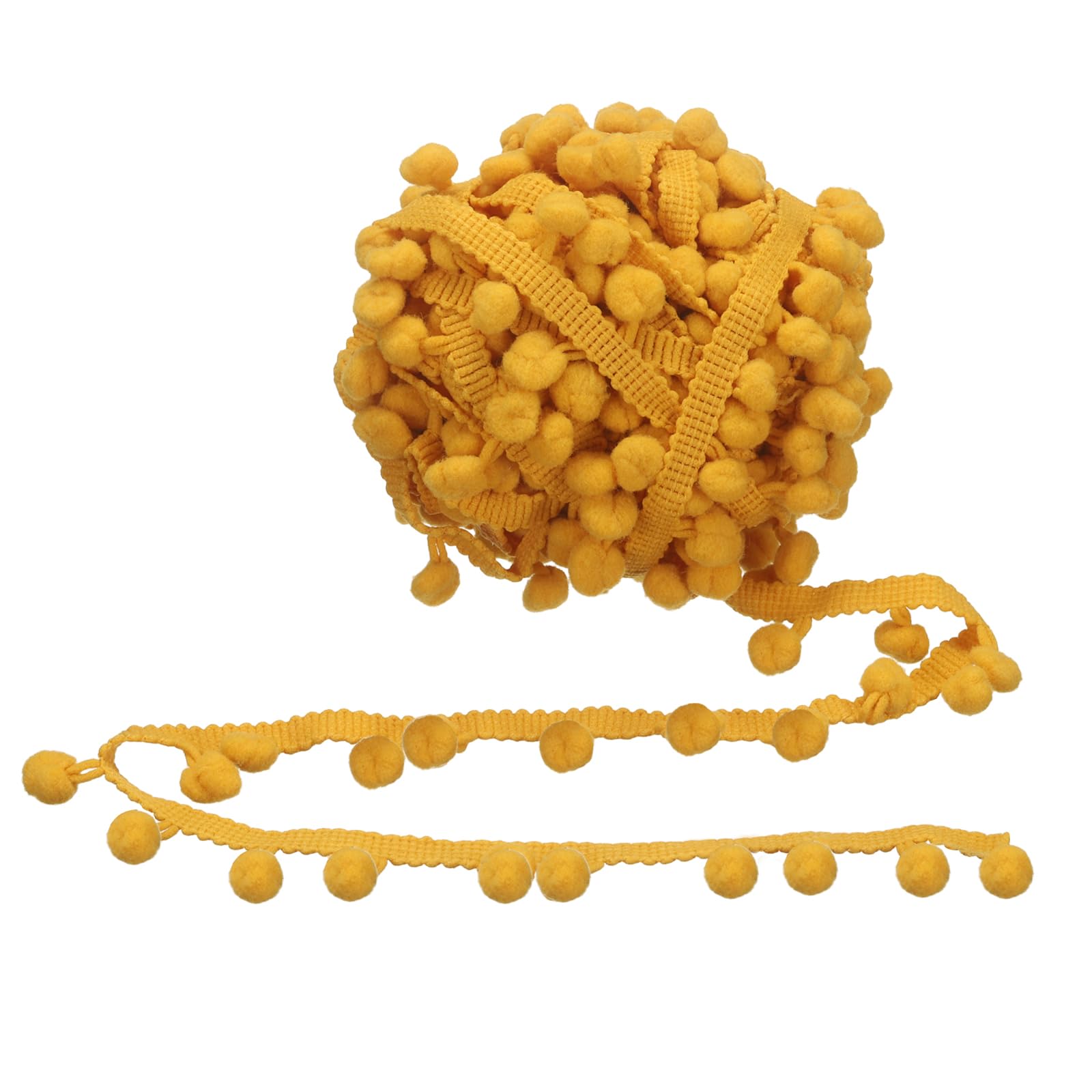 sourcing map 12 Yards Pom Poms Trim, 0.39" Wide Pompoms Balls Fringe Trim Ribbon Tassel Lace Accessory for DIY Craft Sewing Clothing Curtain Pillow Home Decoration(Yellow) — image 1