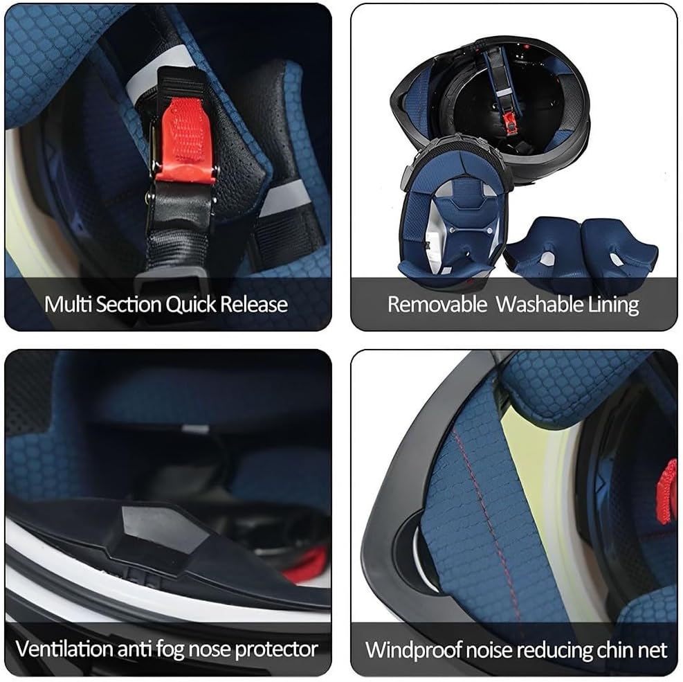 Bluetooth Modular Motorcycle Helmets DOT Approved Helmets for Adults Motorcycle, Flip up Anti-Fog Helmet with HD Dual Sun Visor Built-in Bluetooth Communication