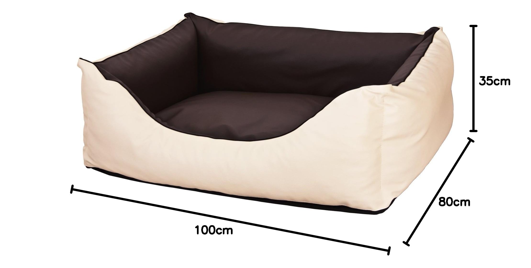 Cama para perros CopcoPet Rocco 2 en 1, impermeable y de piel sintética, con colchón de plástico para perros con espuma de copos o espuma viscoelástica ortopédica