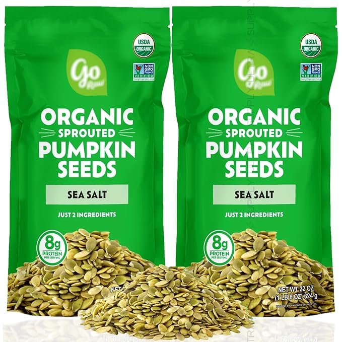 Organic Go_Raw Sprouted Pumpkin Seeds, Sea Salt, USDA Organic, Non-GMO Certified, Keto, Paleo Friendly Snack, 22 oz, Pack of 2