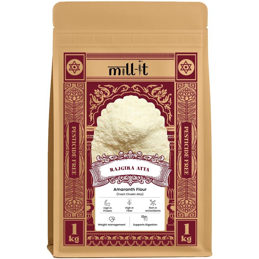 mill-it Milled On Order: Amaranth Atta (Rajgira Atta) 1kg|Freshly Milled Within 24 Hours|Nutritious Whole grain flour|Stone-Ground|Certified Chemical-Free|No Preservatives|100% Whole Grain