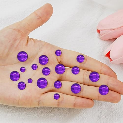 Miniatura 7 de 3090 calcomanías de gemas faciales para manualidades, autoadhesivas, color morado oscuro, joyas para el cabello con purpurina para la cara,