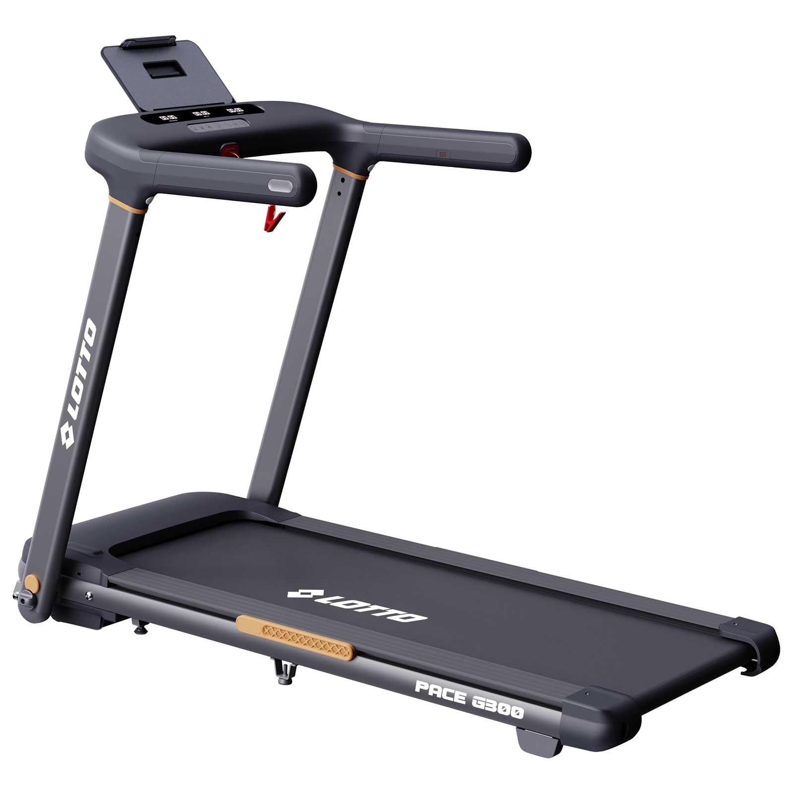 Tapis Roulant Elettrico Lotto Pace G300, 2.5 HP, 1–15 km/h, Inclinazione Automatica 20 Livelli, Superficie 120×45 cm, LED Display, Bluetooth FitShow/Kinomap/Zwift, 12 Programmi, Pieghevole, Max 120 kg