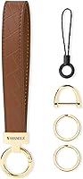 WEESMILEDIRECT Leather Wristlet Keychain Bracelet - Cute Car Key Chain with 2 Key Rings & D-Ring for Women Men