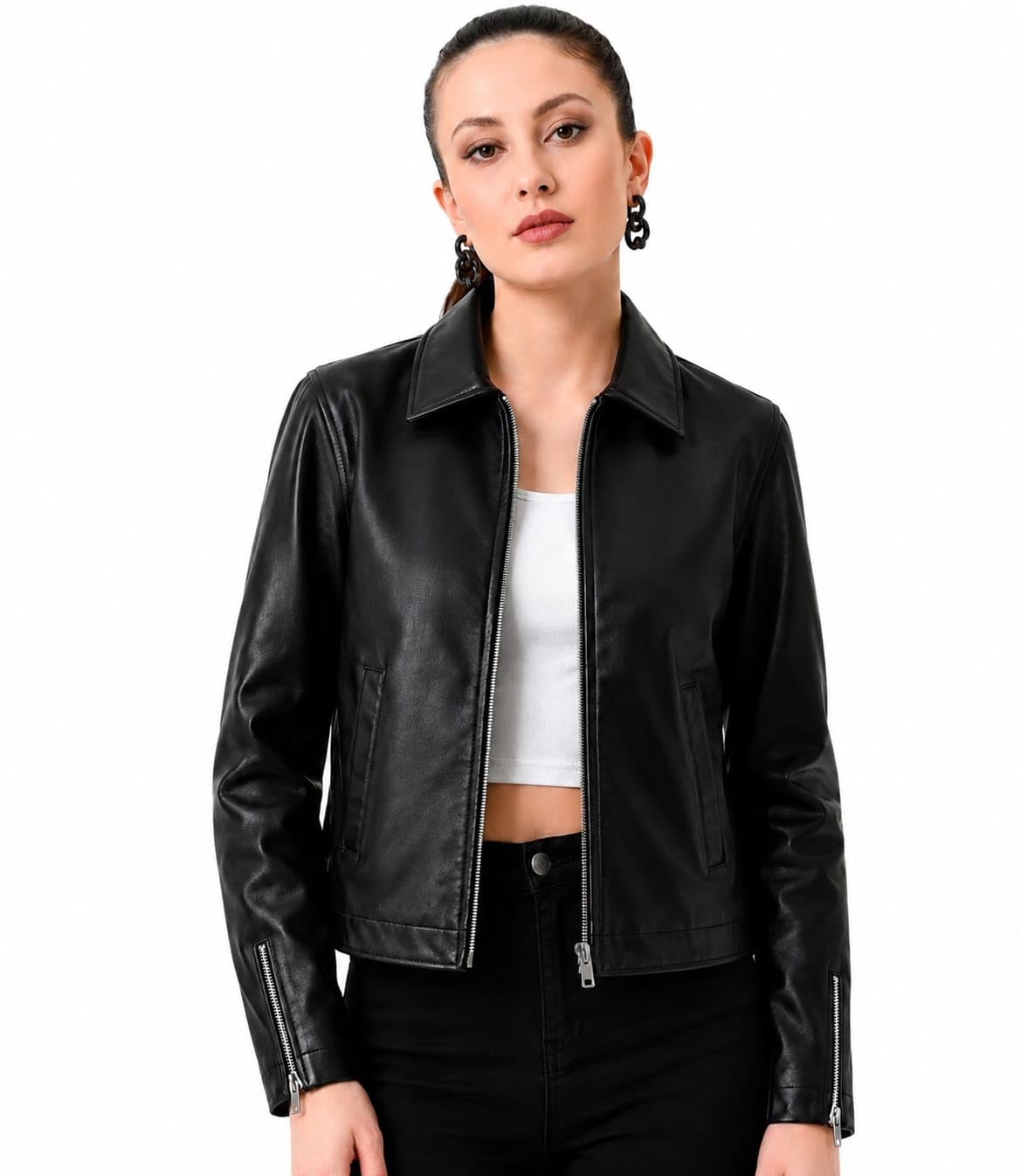 Black Leather Oversized Coach Jacket | Stylish Streetwear Outerwear for Winter | Classic Design for Winter, Travel, Parties & Regular Wear-picture-34