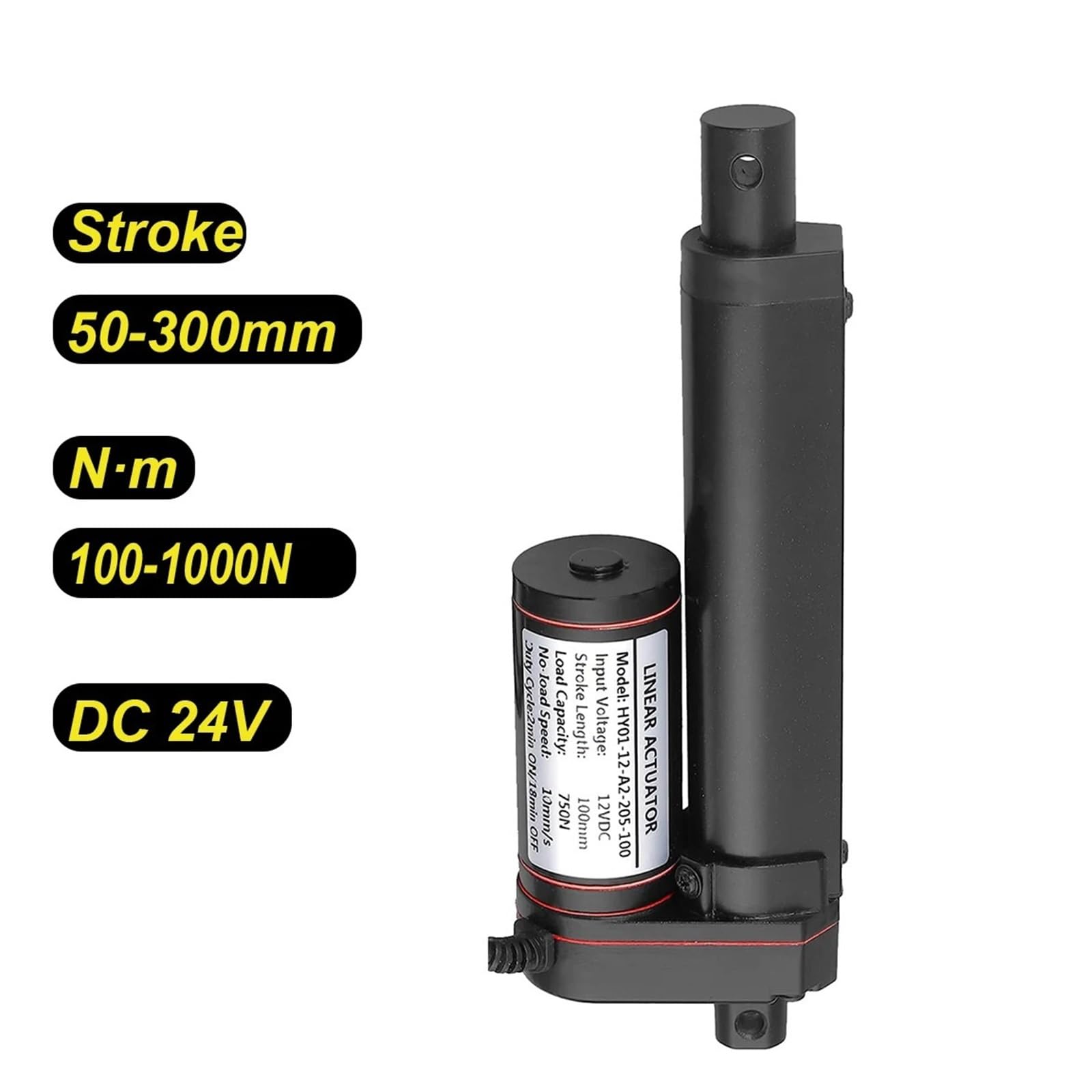 Actuador Lineal de 24 V, 50 mm, 100 mm, 150 mm, 200 mm, 250 mm, 300 mm, Carrera, 1000 N, Motor eléctrico de accionamiento Lineal, Velocidad de 90 mm/s(Stroke 300mm,24V 200N 40mm s)