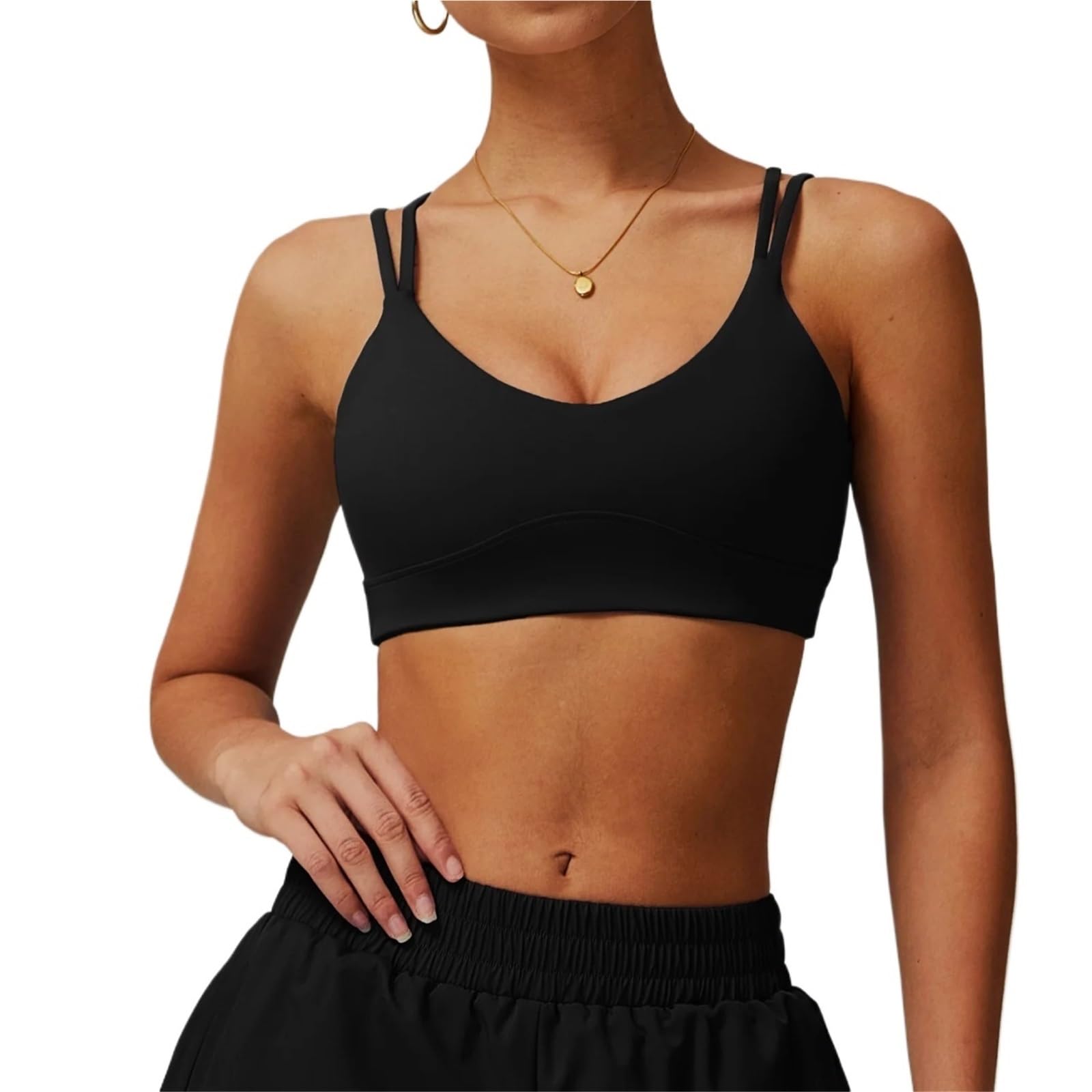 Sujetador Deportivo Mujer Bralette con Tirantes Cruzados en la Espalda y Soporte Alto for Yoga, Correr, Fitness, Gimnasio, Acolchado