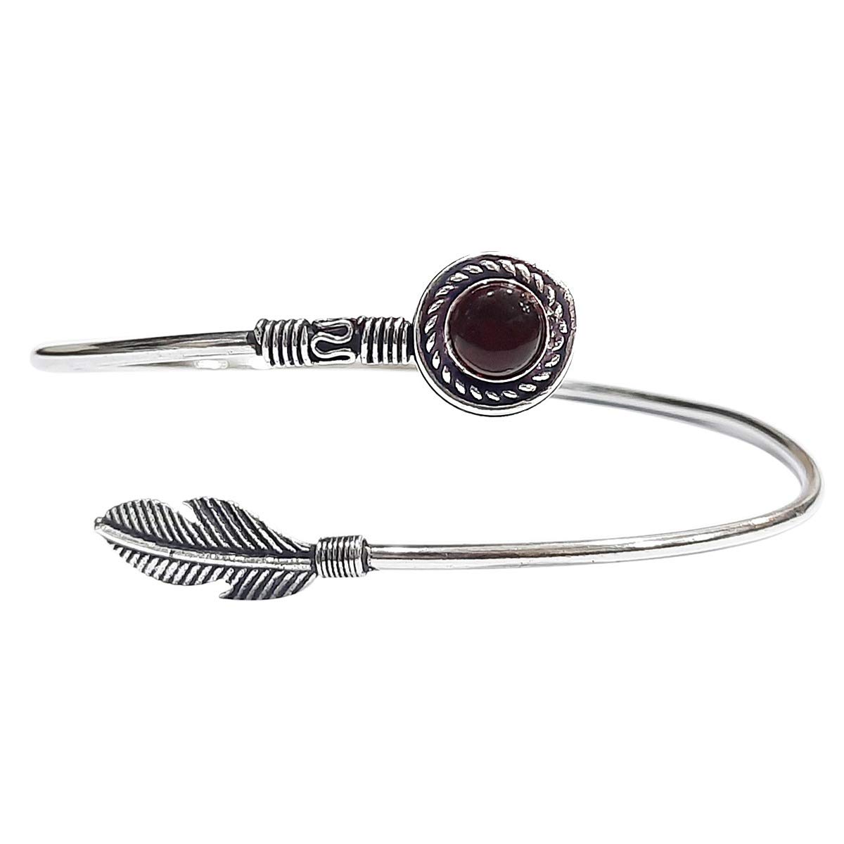 Feather Kada Anklets for Women | Fashion Stretchable Free Size Silver Payal for Gilrs | Adjustable Natural Stone Oxidised Jewellery Gift for Wife | Reiki Crystal Healing Silver Anklet-image-10