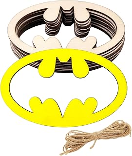 30 Pack 4 Inch Wood Bat Logo Cutouts Unfinished Wood Bat Logo Crafts Wooden Bat Logo Hanging Ornaments DIY Bat Logo Craft Gift Tags for Home Party Decoration