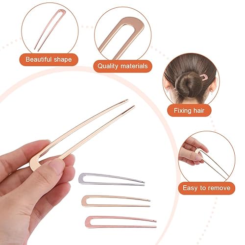 Miniatura 2 de 6 horquillas de pelo francés grande, horquillas francesas en forma de U, 4 pulgadas, 2 puntas, pasador de pelo duradero, elegante, aleación de