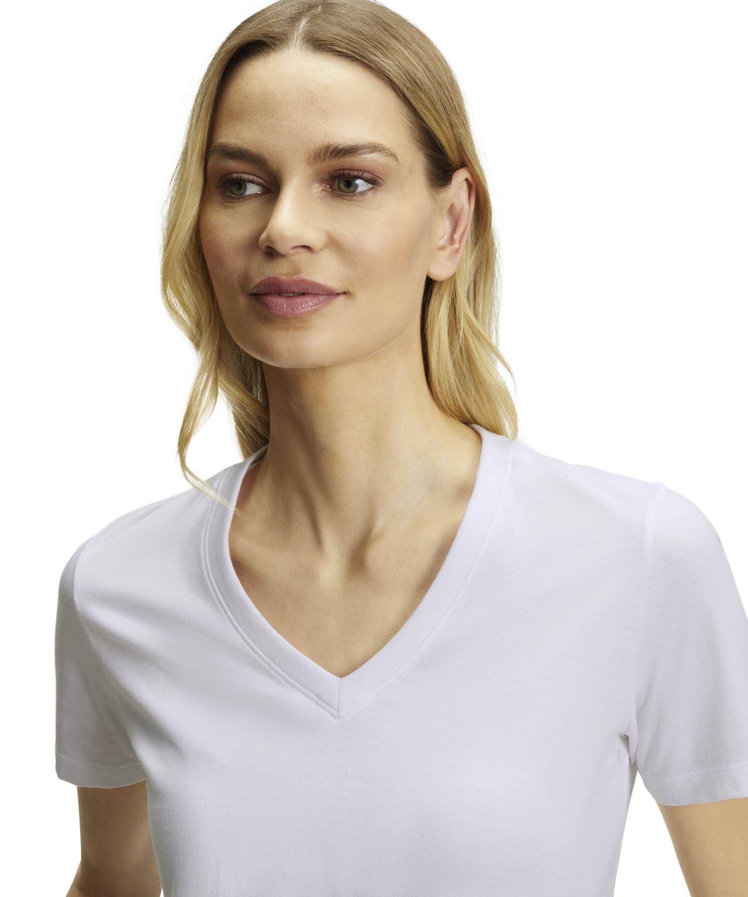 FALKE Mujer Basic V-Neck Camiseta Suave Manga Corta cómoda Ligera Transpirable algodón 1 Pieza
