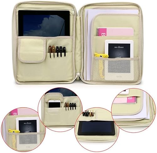 Miniatura 7 de A4 Portfolio Organizer Bag Handbag Document Zipper Bag File Folder Holder Pouch Case for Tablets Mobile Phones Notebooks (Ink Painting),Azul