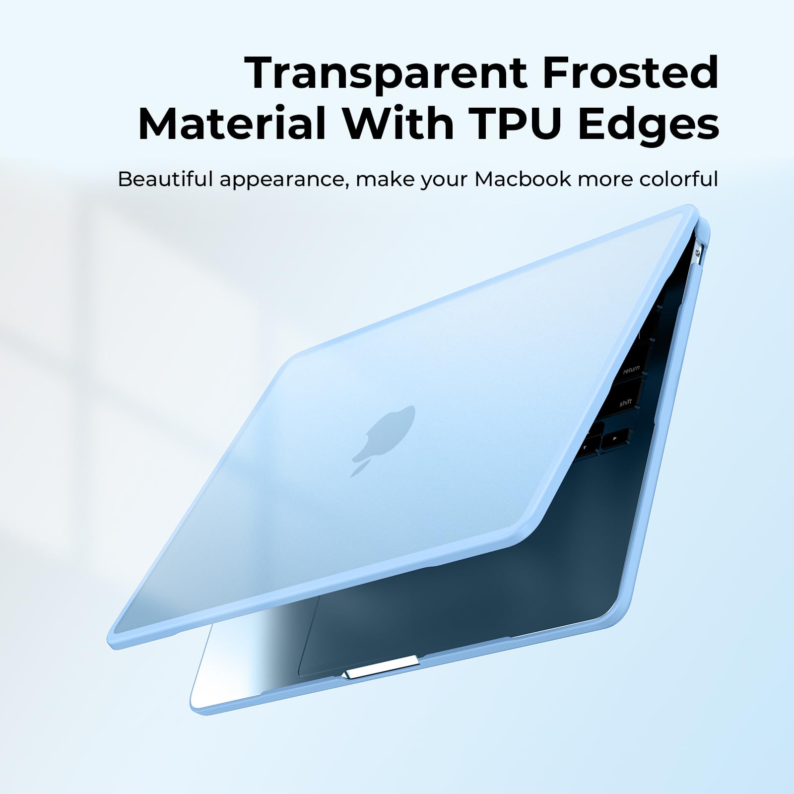 BlueSwan TPU Cover compatibile con MacBook Air 13,6 Pollici M4 M3 M2 2025 2024 2022 (A3240 A3113 A2681) Bordo Anti-collisione, Mac 13 Custodia Rigido Protettivo - (Bordo Blu) Celeste Opaco