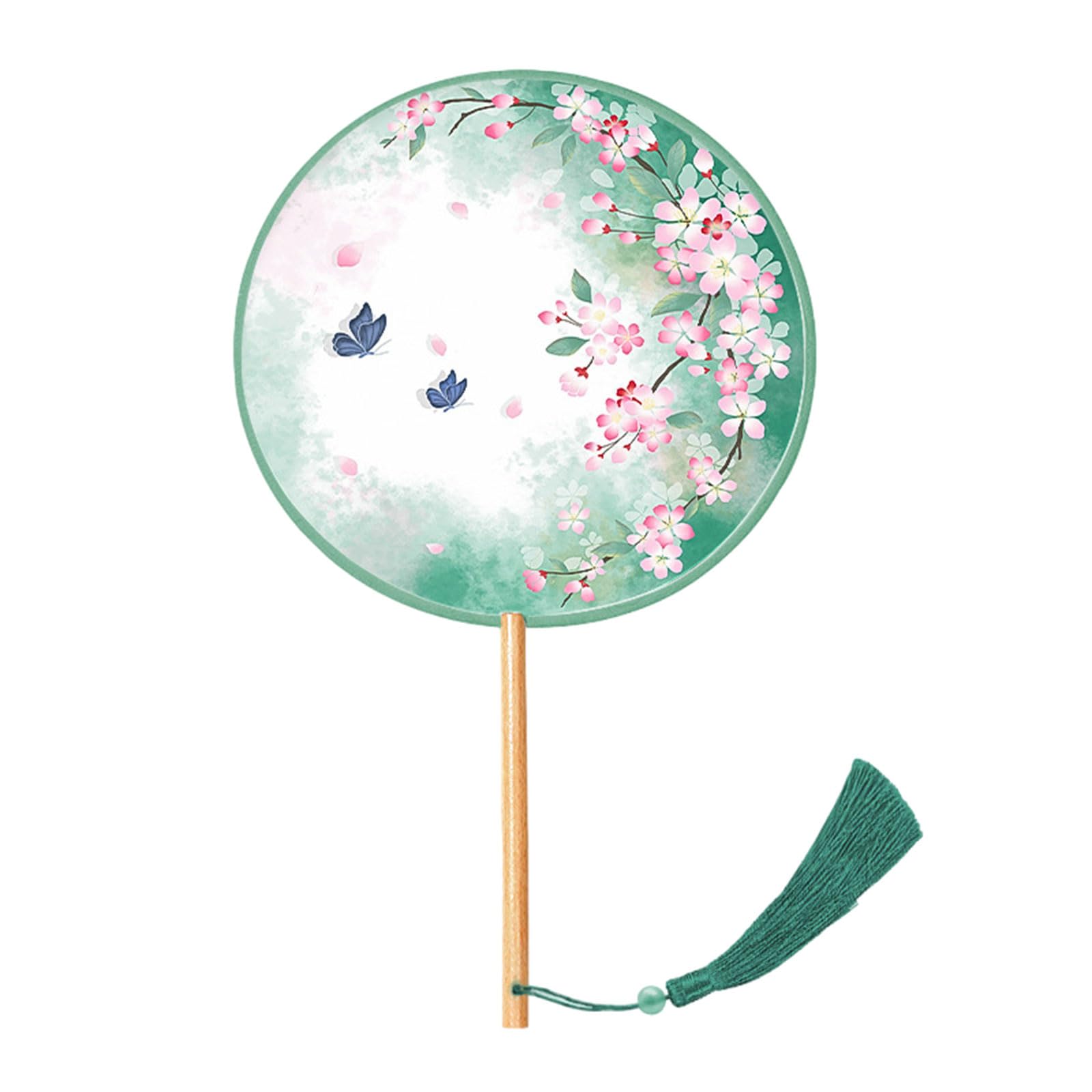 Elnwnnkc DoubleSided Inks Painting Silk Round Fan Chinese Handhelds Art Cheongsam Dancing Tassels Decorative Chinese Fan