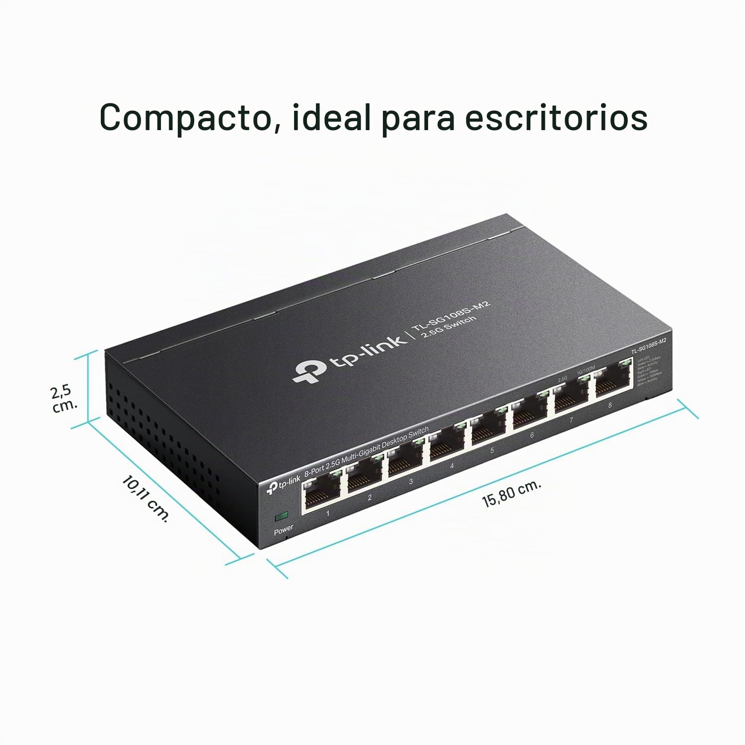 TP-Link TL-SG108S-M2 | Conmutador de Red no administrado de 8 Puertos 2.5G Multi-Gigabit, Divisor Ethernet | Ancho de Banda 2.5G | Plug & Play | Montaje en computadora/Pared | Diseño de Metal sin