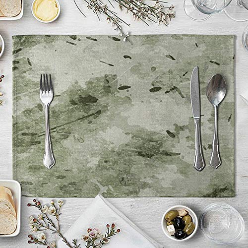 Beydodo Juego de 4 manteles individuales de lino para mesa de comedor de 30,5 x 40,6 cm, diseño de camuflaje